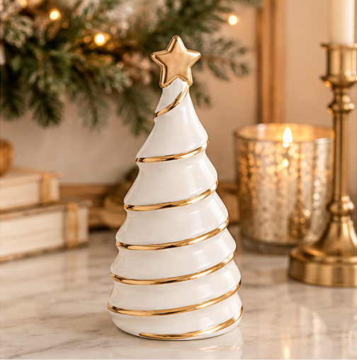 Mud Pie Medium White & Gold Tree Sitter