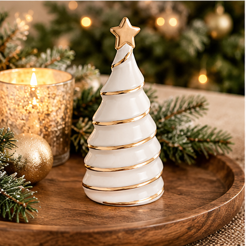 Mud Pie Medium White & Gold Tree Sitter
