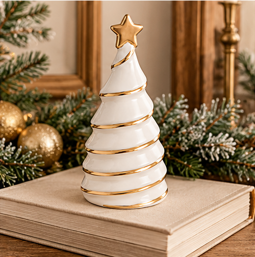 Mud Pie Medium White & Gold Tree Sitter