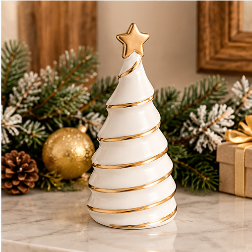 Mud Pie Medium White & Gold Tree Sitter