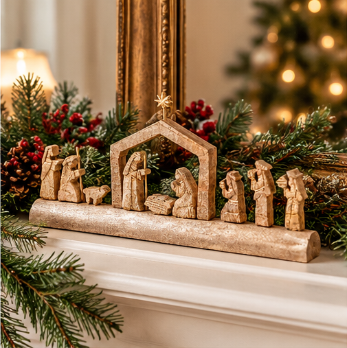 TAG Carved Log Nativity