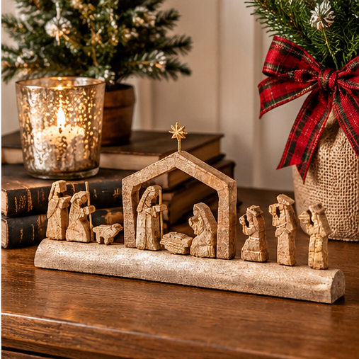 TAG Carved Log Nativity