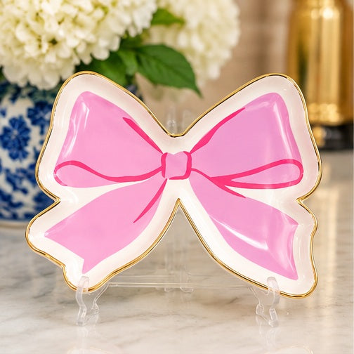 Ceramic Trinket Dish | Pink Bow Shaped