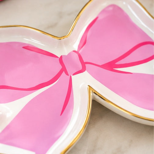 Ceramic Trinket Dish | Pink Bow Shaped