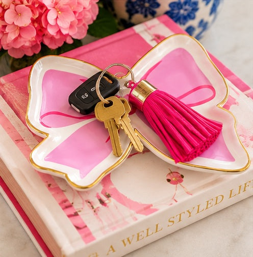 Ceramic Trinket Dish | Pink Bow Shaped