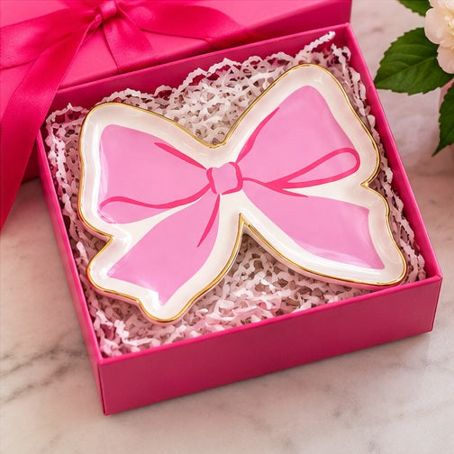 Ceramic Trinket Dish | Pink Bow Shaped