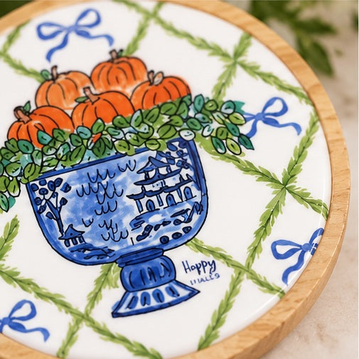 Happy by Rachel Fall Pumpkin Topiary Small Tray