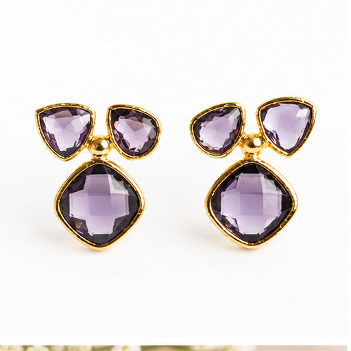 Winton & Waits Amethyst Gemstone Stud Earrings