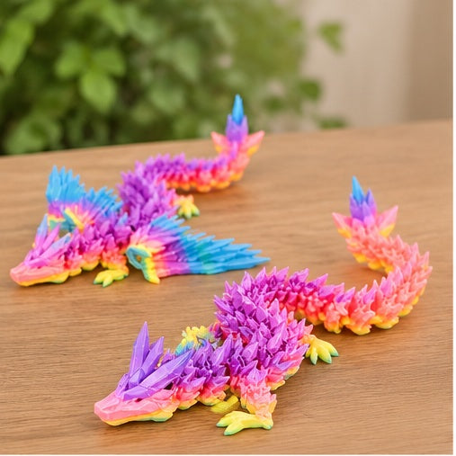 PowerTRC 3D Printed Articulated Crystal Dragon (Rainbow)