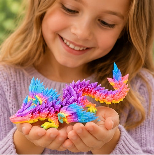 PowerTRC 3D Printed Articulated Crystal Dragon (Rainbow)