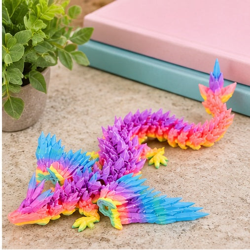 PowerTRC 3D Printed Articulated Crystal Dragon (Rainbow)