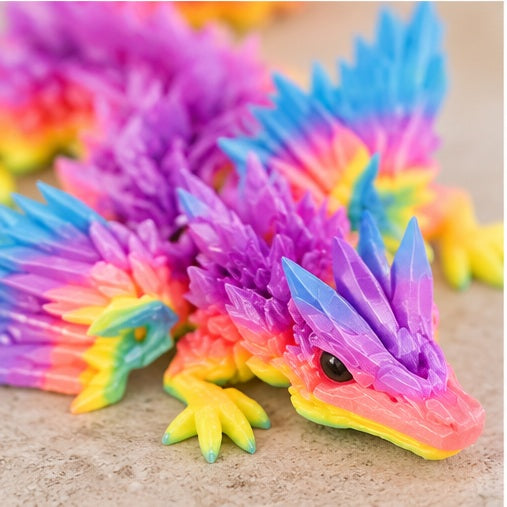 PowerTRC 3D Printed Articulated Crystal Dragon (Rainbow)