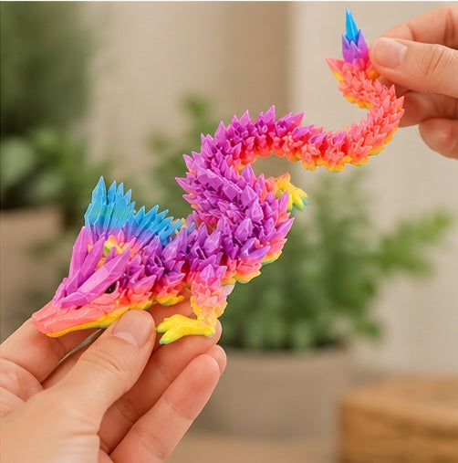 PowerTRC 3D Printed Articulated Crystal Dragon (Rainbow)