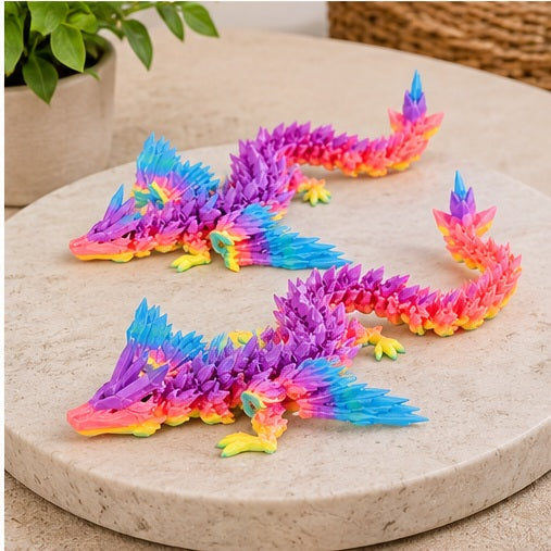 PowerTRC 3D Printed Articulated Crystal Dragon (Rainbow)