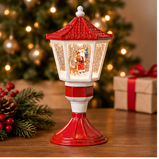 Roman Lighted Santa Lamp Post