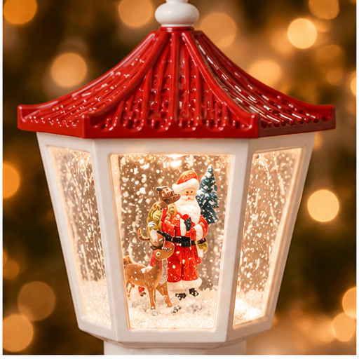 Roman Lighted Santa Lamp Post