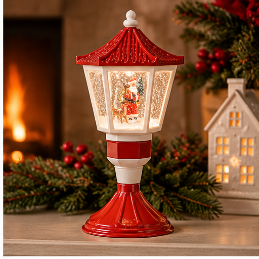 Roman Lighted Santa Lamp Post