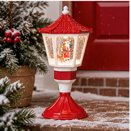 Roman Lighted Santa Lamp Post