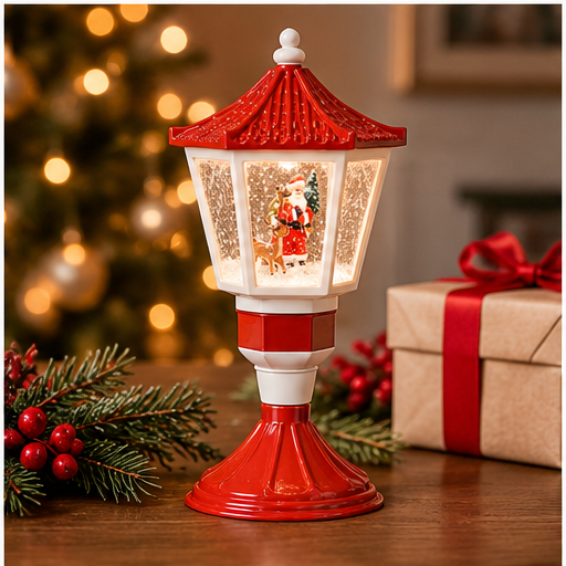 Roman Lighted Santa Lamp Post