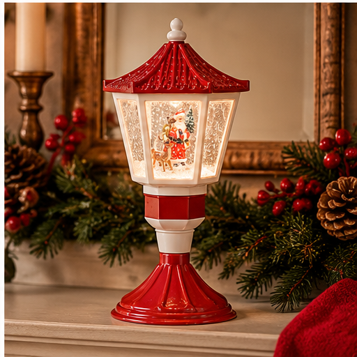 Roman Lighted Santa Lamp Post