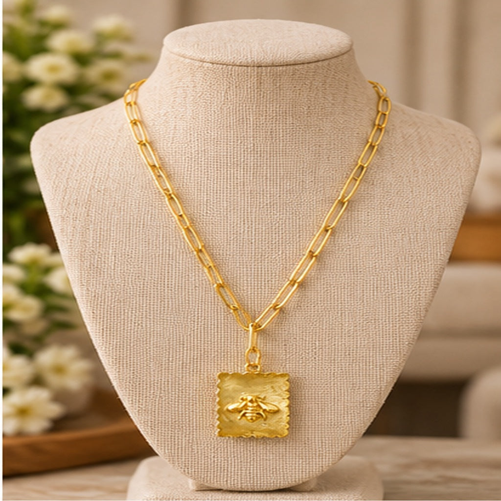 Susan Shaw Gold Bee Stamp Necklace