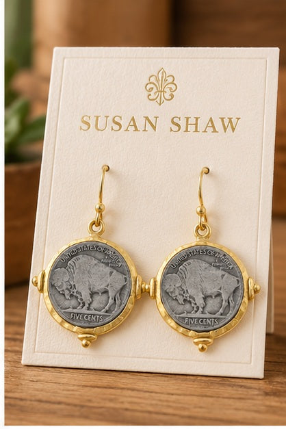 Susan Shaw Buffalo Nickle Earrings