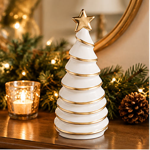 Mud Pie Large White & Gold Tree Sitter