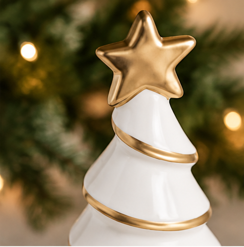 Mud Pie Large White & Gold Tree Sitter