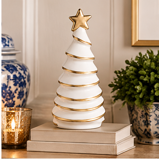 Mud Pie Large White & Gold Tree Sitter