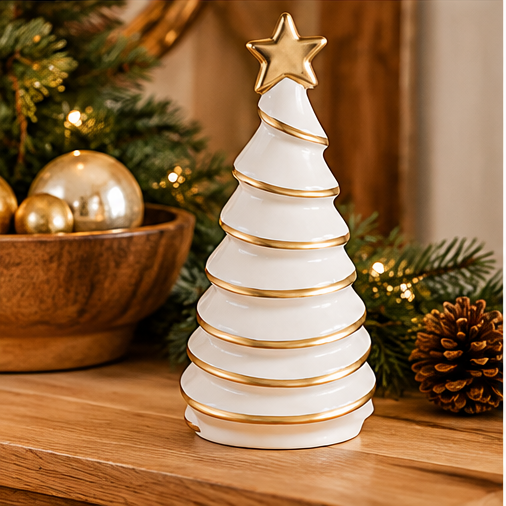 Mud Pie Large White & Gold Tree Sitter
