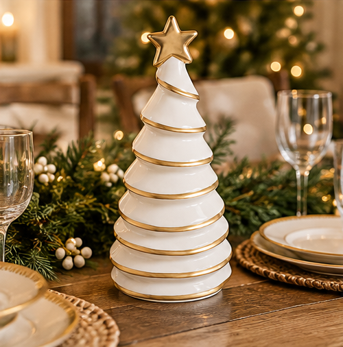 Mud Pie Large White & Gold Tree Sitter
