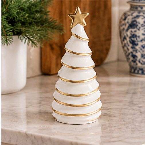 Mud Pie Large White & Gold Tree Sitter